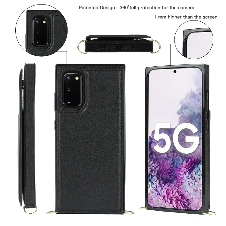 For Samsung Galaxy S20 Cross-body Square Double Buckle Flip Card Bag TPU+PU Case with Card Slots & Wallet & Photo & Strap(Black) - free shipping - PMC TechLife - Order now!