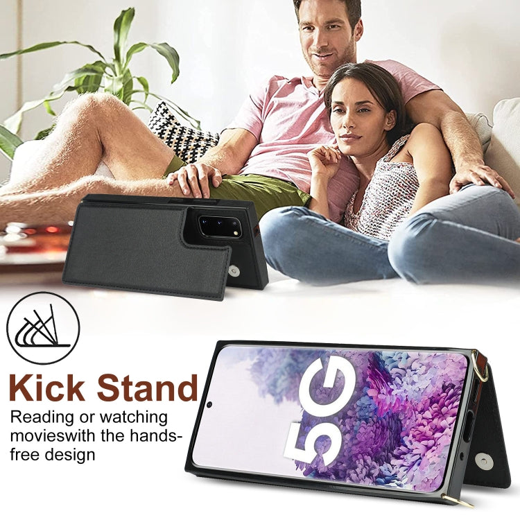 For Samsung Galaxy S20 Cross-body Square Double Buckle Flip Card Bag TPU+PU Case with Card Slots & Wallet & Photo & Strap(Black) - free shipping - PMC TechLife - Order now!