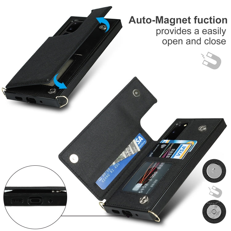 For Samsung Galaxy S20 Cross-body Square Double Buckle Flip Card Bag TPU+PU Case with Card Slots & Wallet & Photo & Strap(Black) - free shipping - PMC TechLife - Order now!