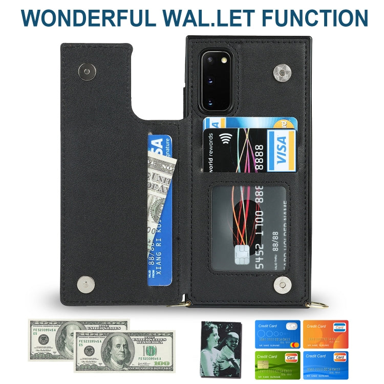 For Samsung Galaxy S20 Cross-body Square Double Buckle Flip Card Bag TPU+PU Case with Card Slots & Wallet & Photo & Strap(Black) - free shipping - PMC TechLife - Order now!