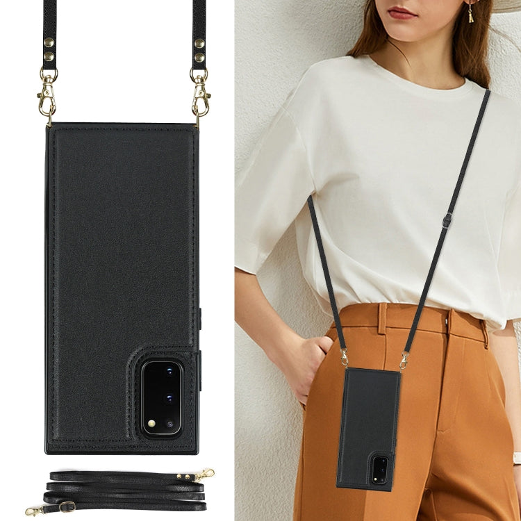 For Samsung Galaxy S20 Cross-body Square Double Buckle Flip Card Bag TPU+PU Case with Card Slots & Wallet & Photo & Strap(Black) - free shipping - PMC TechLife - Order now!