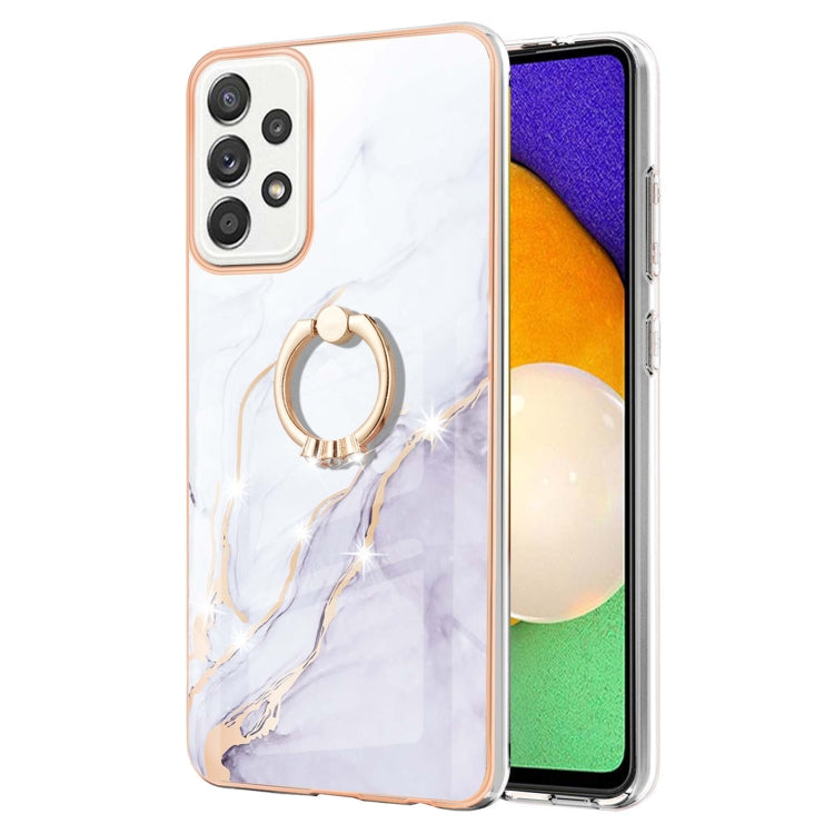 For Samsung Galaxy A52 5G / 4G Electroplating Marble Pattern IMD TPU Shockproof Case with Ring Holder(White 006) - free shipping - PMC TechLife - Order now!