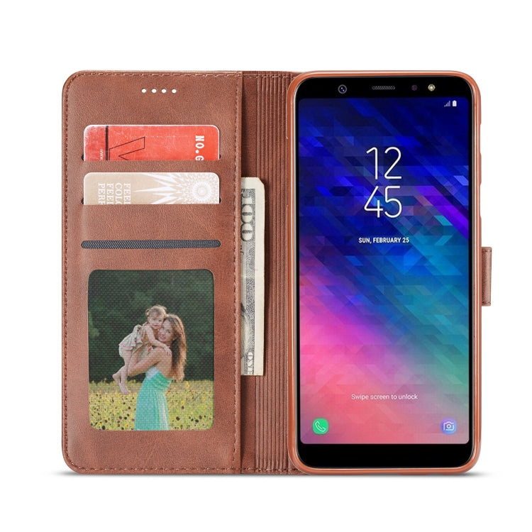 For Galaxy A6 Plus (2018) LC.IMEEKE Calf Texture Horizontal Flip Leather Case, with Holder & Card Slots & Wallet(Brown) - Galaxy Phone Cases by LC.IMEEKE | Online Shopping South Africa | PMC TechLife | Buy Now Pay Later Mobicred