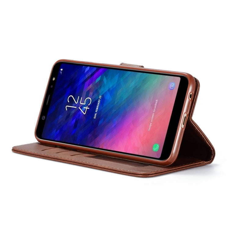 For Galaxy A6 Plus (2018) LC.IMEEKE Calf Texture Horizontal Flip Leather Case, with Holder & Card Slots & Wallet(Brown) - Galaxy Phone Cases by LC.IMEEKE | Online Shopping South Africa | PMC TechLife | Buy Now Pay Later Mobicred