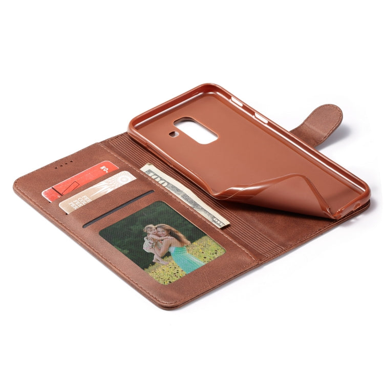 For Galaxy A6 Plus (2018) LC.IMEEKE Calf Texture Horizontal Flip Leather Case, with Holder & Card Slots & Wallet(Brown) - Galaxy Phone Cases by LC.IMEEKE | Online Shopping South Africa | PMC TechLife | Buy Now Pay Later Mobicred