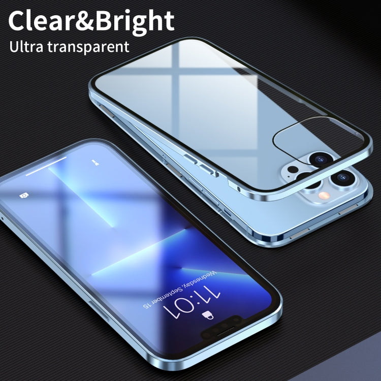 For iPhone 13 Pro HD Magnetic Metal Frame Double-sided Tempered Glass Phone Case (Sierra Blue) - free shipping - PMC TechLife - Order now!