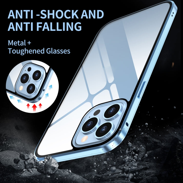 For iPhone 13 Pro HD Magnetic Metal Frame Double-sided Tempered Glass Phone Case (Sierra Blue) - free shipping - PMC TechLife - Order now!