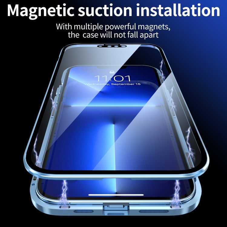 For iPhone 13 Pro HD Magnetic Metal Frame Double-sided Tempered Glass Phone Case (Sierra Blue) - free shipping - PMC TechLife - Order now!