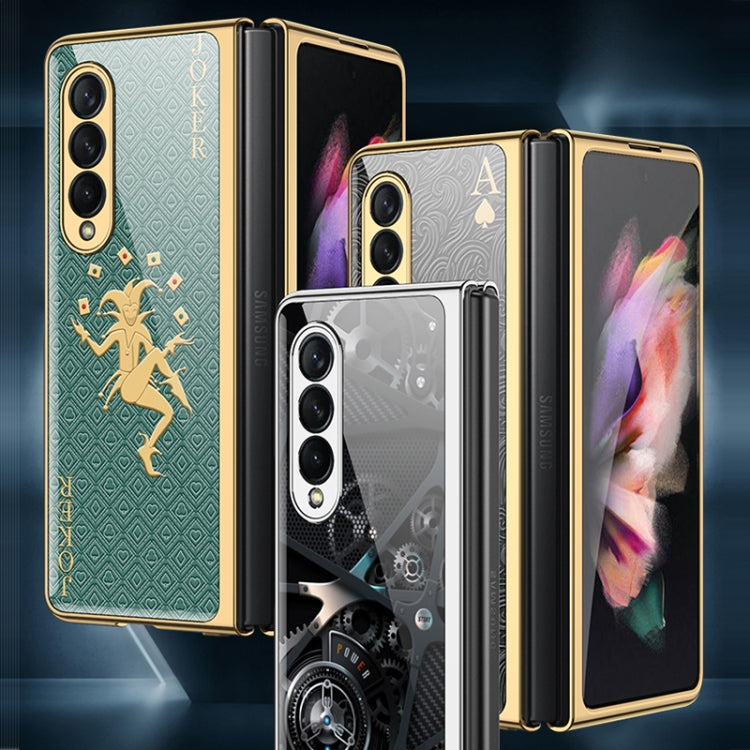 For Samsung Galaxy Z Fold3 5G GKK Electroplating Painted Tempered Glass Phone Case(Lion) - Galaxy Phone Cases by GKK | Online Shopping South Africa | PMC TechLife | Buy Now Pay Later Mobicred