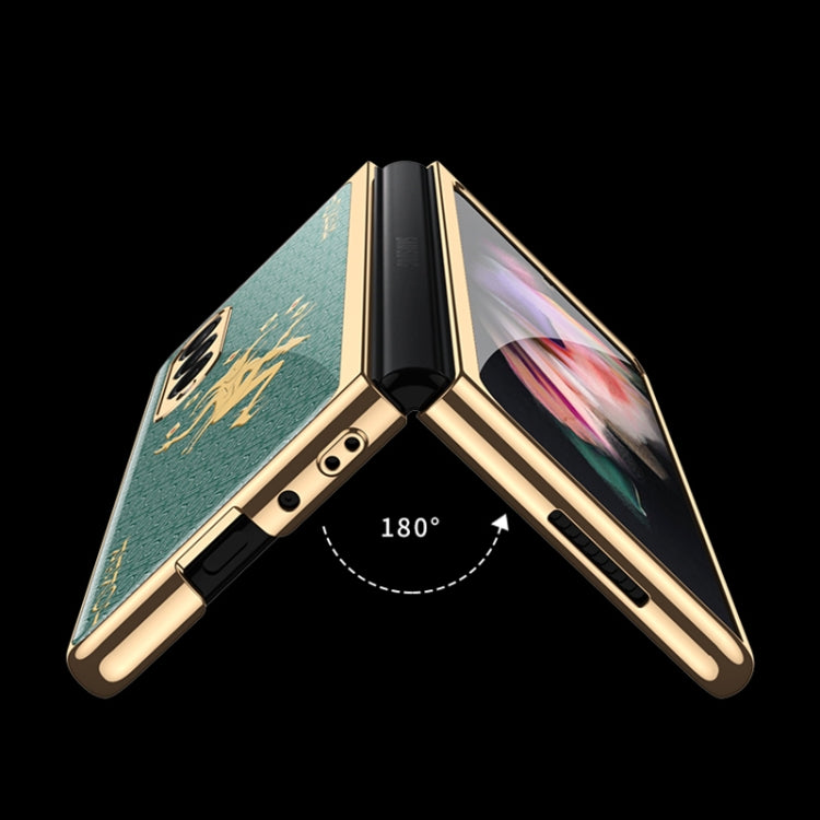 For Samsung Galaxy Z Fold3 5G GKK Electroplating Painted Tempered Glass Phone Case(Lion) - Galaxy Phone Cases by GKK | Online Shopping South Africa | PMC TechLife | Buy Now Pay Later Mobicred