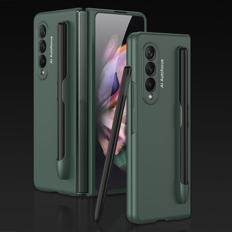 For Samsung Galaxy Z Fold3 5G GKK Ultra-thin Full Coverage Phone Flip Case with Pen Slot(Dark Green) - Galaxy Phone Cases by GKK | Online Shopping South Africa | PMC TechLife | Buy Now Pay Later Mobicred
