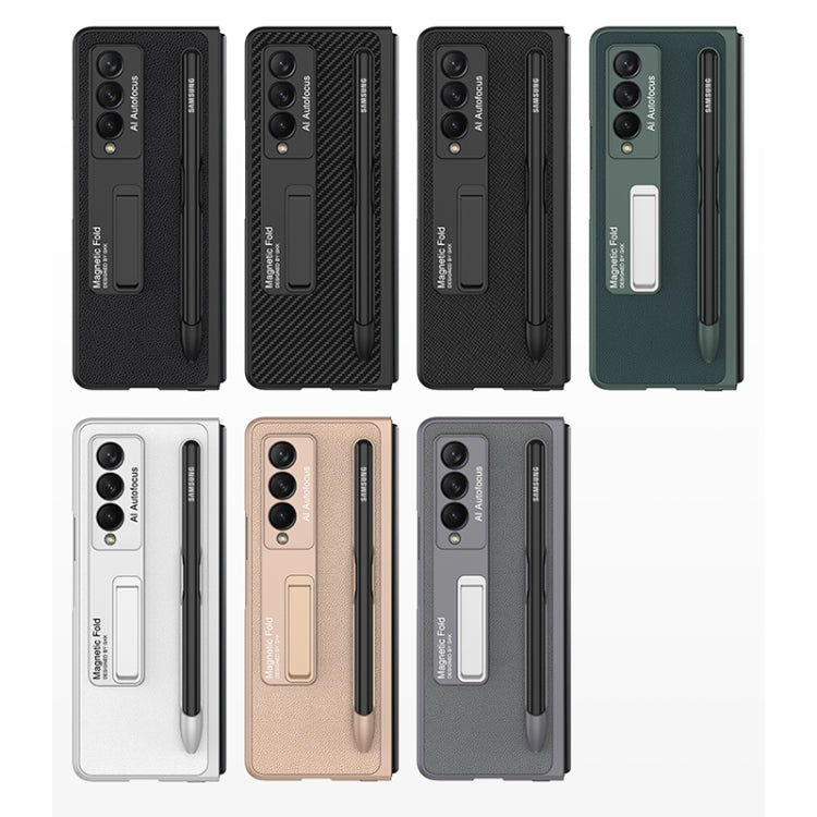 For Samsung Galaxy Z Fold3 5G GKK Ultra-thin PC + PU Phone Flip Case with Holder & Pen Slot(Cross Texture) - Galaxy Phone Cases by GKK | Online Shopping South Africa | PMC TechLife | Buy Now Pay Later Mobicred