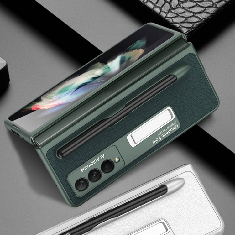 For Samsung Galaxy Z Fold3 5G GKK Ultra-thin PC + PU Phone Flip Case with Holder & Pen Slot(Cross Texture) - Galaxy Phone Cases by GKK | Online Shopping South Africa | PMC TechLife | Buy Now Pay Later Mobicred