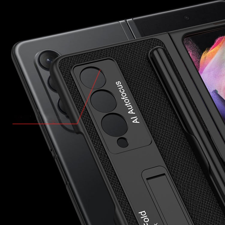 For Samsung Galaxy Z Fold3 5G GKK Ultra-thin PC + PU Phone Flip Case with Holder & Pen Slot(Carbon Fiber Texture) - Galaxy Phone Cases by GKK | Online Shopping South Africa | PMC TechLife | Buy Now Pay Later Mobicred