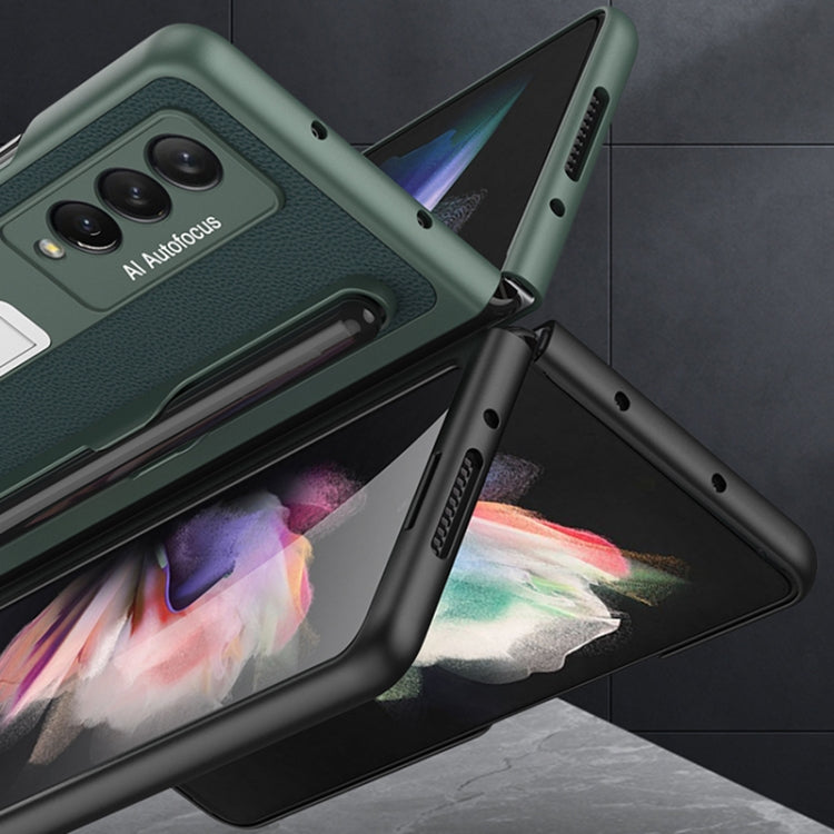 For Samsung Galaxy Z Fold3 5G GKK Ultra-thin PC + PU Phone Flip Case with Holder & Pen Slot(Cross Texture) - Galaxy Phone Cases by GKK | Online Shopping South Africa | PMC TechLife | Buy Now Pay Later Mobicred
