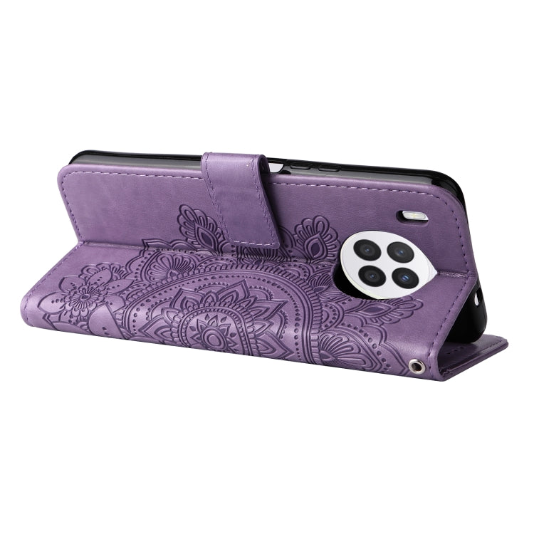 For Huawei nova 8i / Honor 50 Lite 7-petal Flowers Embossed Flip Leather Phone Case with Holder & Card Slots(Light Purple) - free shipping - PMC TechLife - Order now!