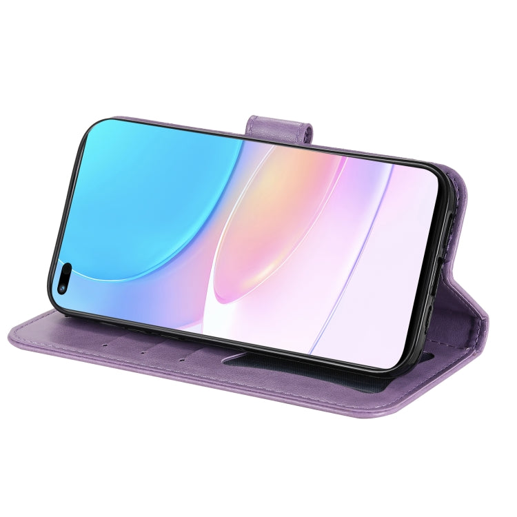 For Huawei nova 8i / Honor 50 Lite 7-petal Flowers Embossed Flip Leather Phone Case with Holder & Card Slots(Light Purple) - free shipping - PMC TechLife - Order now!