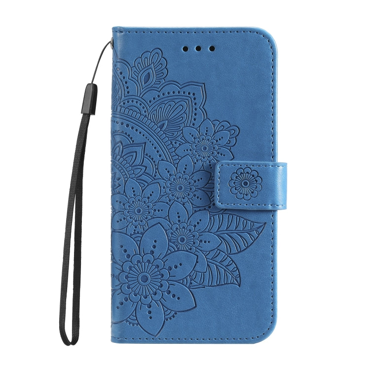 For Huawei nova 8i / Honor 50 Lite 7-petal Flowers Embossed Flip Leather Phone Case with Holder & Card Slots(Blue) - Honor Cases by PMC TechLife | Online Shopping South Africa | PMC TechLife | Buy Now Pay Later Mobicred