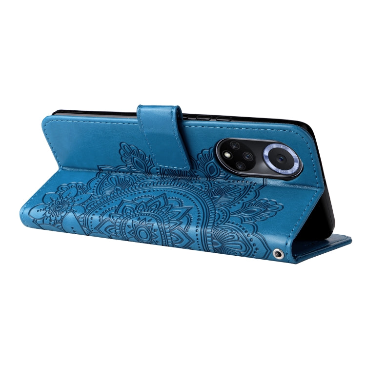 For Huawei nova 9 / Honor 50 7-petal Flowers Embossed Flip Leather Phone Case with Holder & Card Slots(Blue) - free shipping - PMC TechLife - Order now!