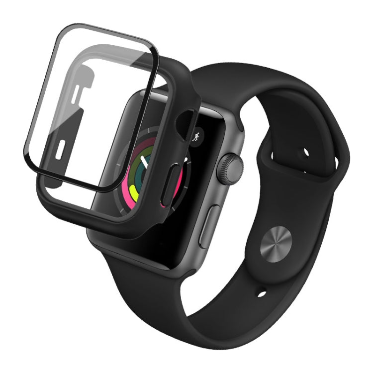IMAK Shockproof PC Protective Case with Tempered Glass Film For Apple Watch Series 3 & 2 & 1 42mm(Black) - Watch Cases by imak | Online Shopping South Africa | PMC TechLife | Buy Now Pay Later Mobicred