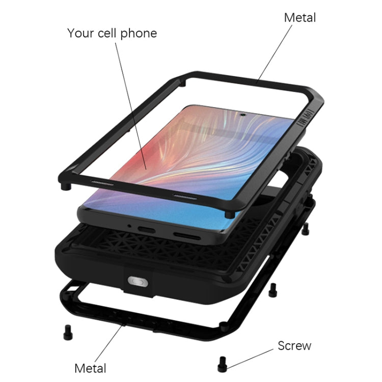 For Huawei P50 Pro LOVE MEI Metal Shockproof Waterproof Dustproof Protective Phone Case without Glass(Black) - Huawei Cases by LOVE MEI | Online Shopping South Africa | PMC TechLife | Buy Now Pay Later Mobicred