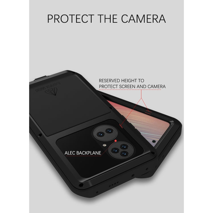 For Huawei P50 Pro LOVE MEI Metal Shockproof Waterproof Dustproof Protective Phone Case without Glass(Black) - Huawei Cases by LOVE MEI | Online Shopping South Africa | PMC TechLife | Buy Now Pay Later Mobicred