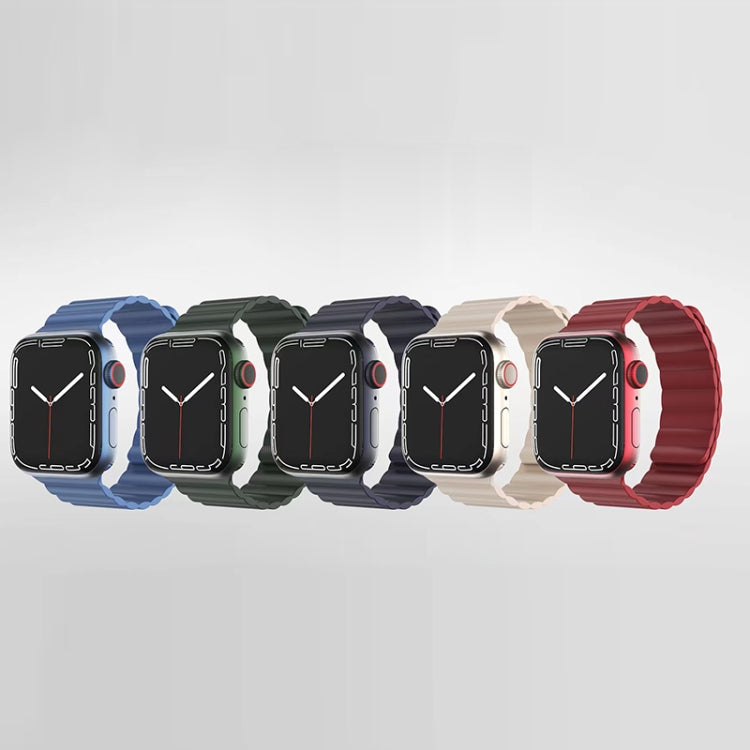 Mutural Liquid Silicone Magnetic Strap Watch Band For Apple Watch Series 9&8&7 41mm / SE 3&SE 2&6&SE&5&4 40mm / 3&2&1 38mm(Red) - free shipping - PMC TechLife - Order now!