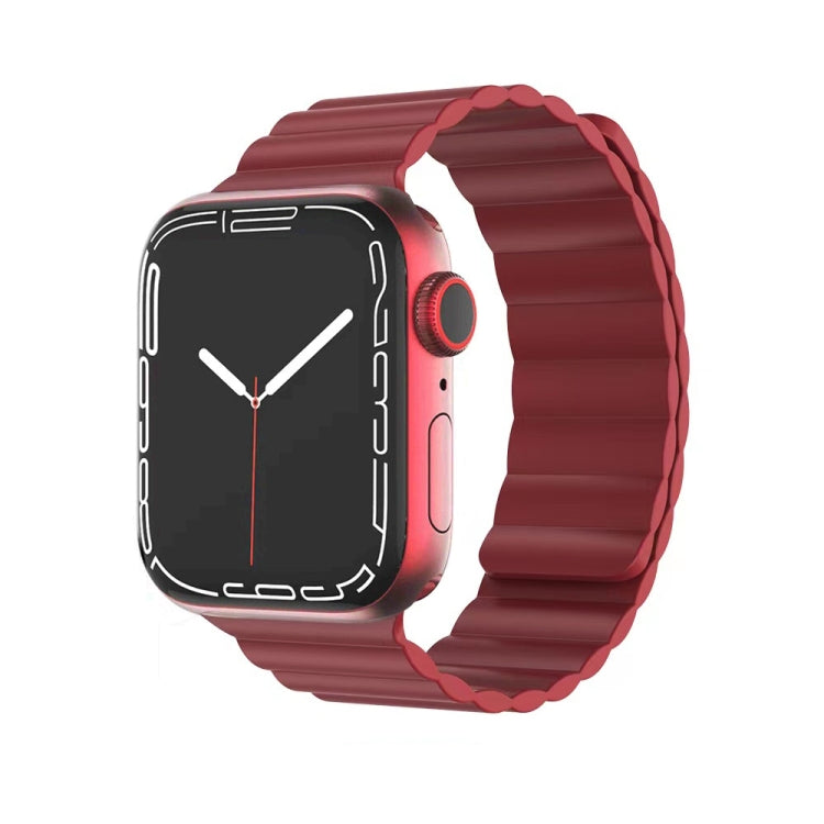 Mutural Liquid Silicone Magnetic Strap Watch Band For Apple Watch Ultra 49mm&Watch Ultra 2 49mm / Series 9&8&7 45mm / SE 3&SE 2&6&SE&5&4 44mm / 3&2&1 42mm(Red) - free shipping - PMC TechLife - Order now!