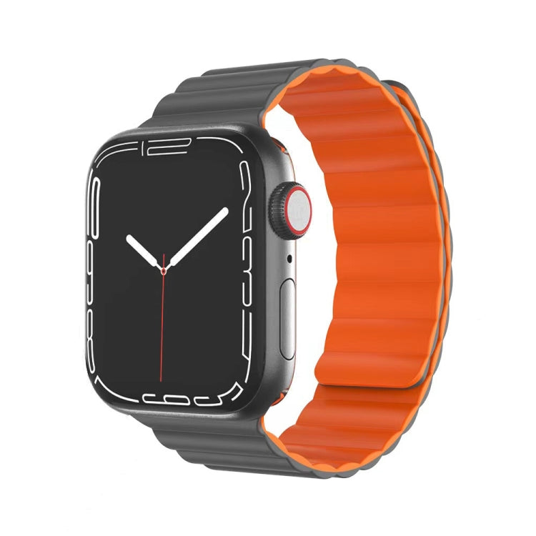 Mutural Moran Series Liquid Silicone Magnetic Strap Watch Band For Apple Watch Series 9&8&7 41mm / SE 3&SE 2&6&SE&5&4 40mm / 3&2&1 38mm(Grey + Orange) - free shipping - PMC TechLife - Order now!
