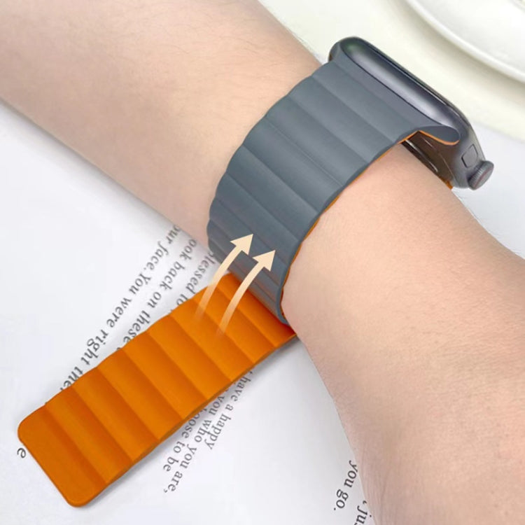Mutural Moran Series Liquid Silicone Magnetic Strap Watch Band For Apple Watch Series 9&8&7 41mm / SE 3&SE 2&6&SE&5&4 40mm / 3&2&1 38mm(Grey + Yellow) - free shipping - PMC TechLife - Order now!