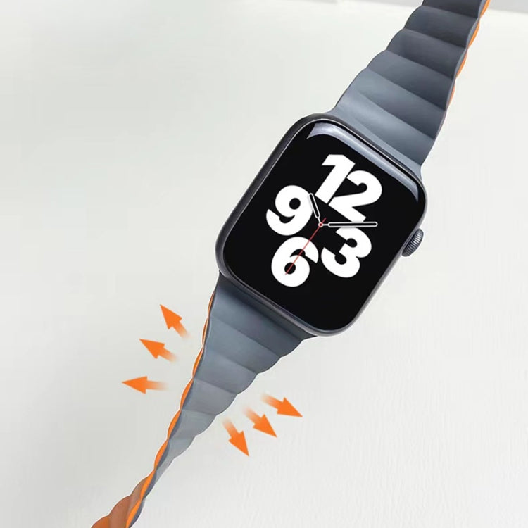 Mutural Moran Series Liquid Silicone Magnetic Strap Watch Band For Apple Watch Series 9&8&7 41mm / SE 3&SE 2&6&SE&5&4 40mm / 3&2&1 38mm(Black + Orange) - free shipping - PMC TechLife - Order now!