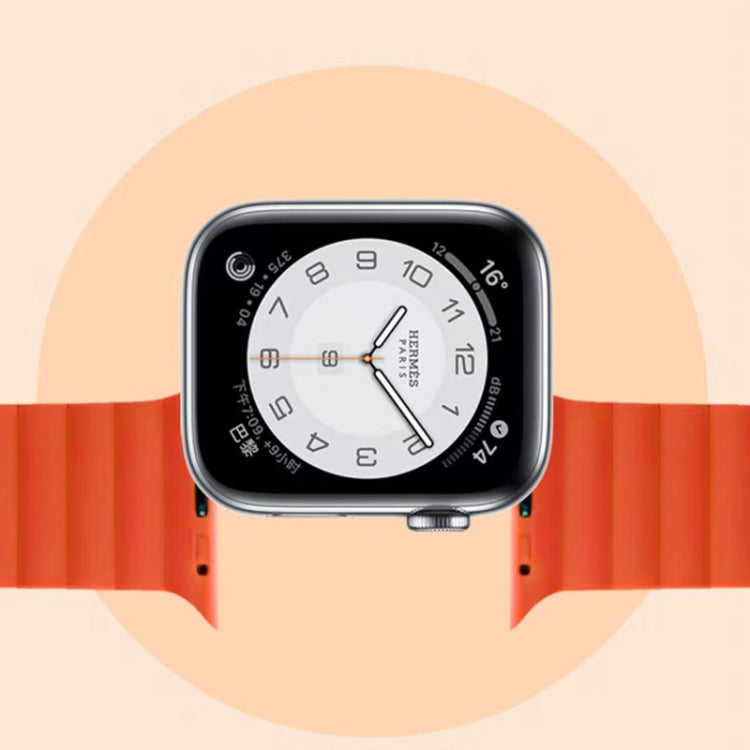 Mutural Moran Series Liquid Silicone Magnetic Strap Watch Band For Apple Watch Ultra 49mm&Watch Ultra 2 49mm / Series 9&8&7 45mm / SE 3&SE 2&6&SE&5&4 44mm / 3&2&1 42mm(Grey + Orange) - free shipping - PMC TechLife - Order now!
