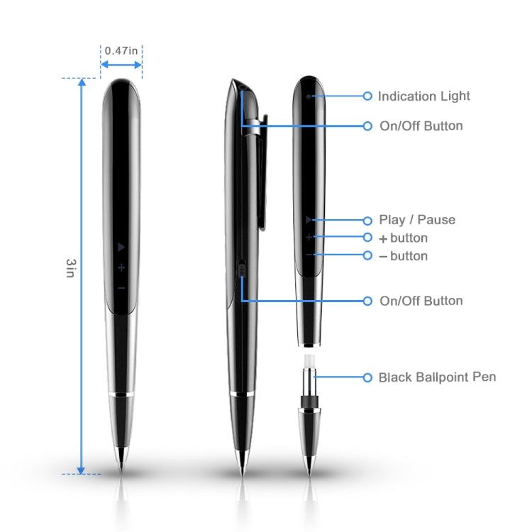 Q9 AI Intelligent High-definition Noise Reduction Conference Recording Pen Voice Control Recorder, Capacity:4GB(Black) - free shipping - PMC TechLife - Order now!
