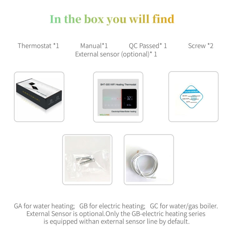 BHT-005-GALW 220V AC 3A Smart Home Heating Thermostat for EU Box, Control Water Heating with Only Internal Sensor & WIFI Connection - free shipping - PMC TechLife - Order now!
