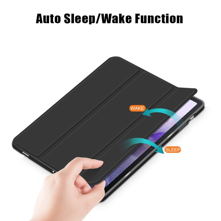 For Samsung Galaxy Tab S7 FE 12.4 Solid Color TPU Horizontal Flip Tablet Leather Case with 3-Fold Holder & Sleep / Wake-up Function(Black) - free shipping - PMC TechLife - Order now!