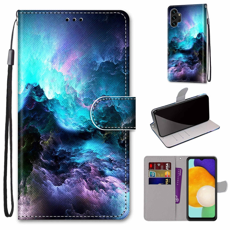 For Samsung Galaxy A13 4G Coloured Drawing Cross Texture Horizontal Flip Leather Phone Case with Holder & Card Slots & Wallet & Lanyard(Colorful Clouds) - free shipping - PMC TechLife - Order now!