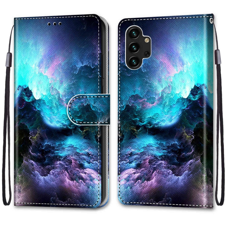 For Samsung Galaxy A13 4G Coloured Drawing Cross Texture Horizontal Flip Leather Phone Case with Holder & Card Slots & Wallet & Lanyard(Colorful Clouds) - free shipping - PMC TechLife - Order now!