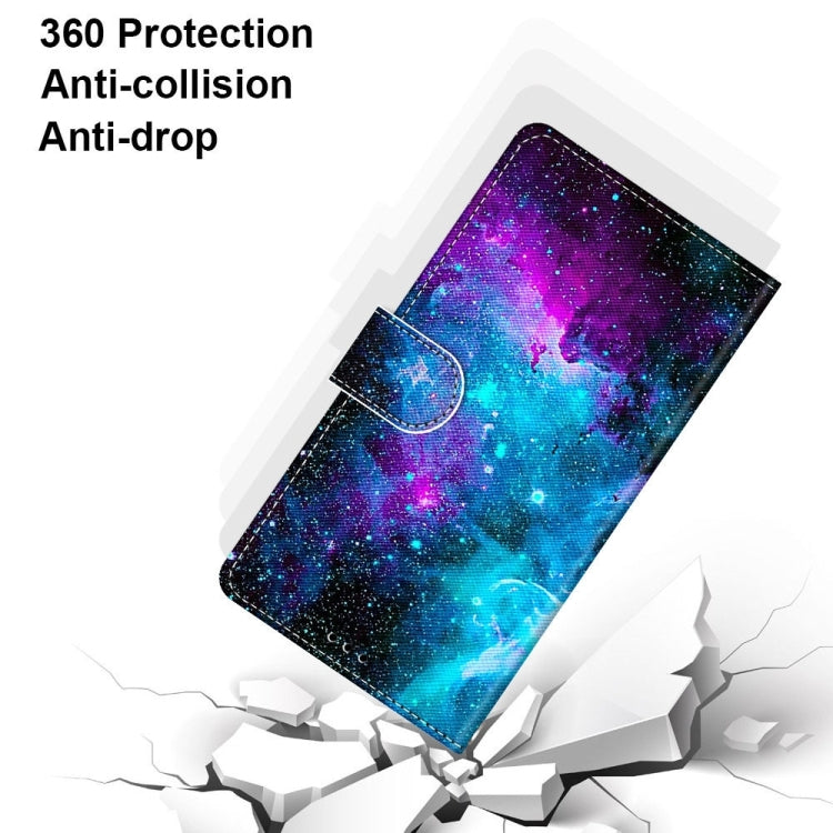 For Samsung Galaxy A53 5G Global Coloured Drawing Cross Texture Horizontal Flip PU Phone Leather Case with Holder & Card Slots & Wallet & Lanyard(Colorful Layer(Purple Green Starry Sky) - free shipping - PMC TechLife - Order now!