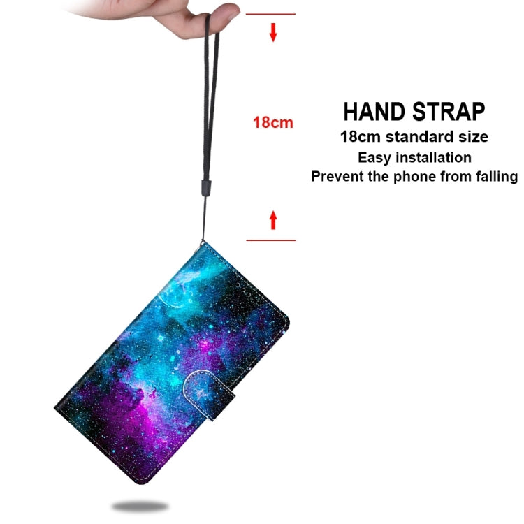 For Samsung Galaxy A53 5G Global Coloured Drawing Cross Texture Horizontal Flip PU Phone Leather Case with Holder & Card Slots & Wallet & Lanyard(Colorful Layer(Purple Green Starry Sky) - free shipping - PMC TechLife - Order now!