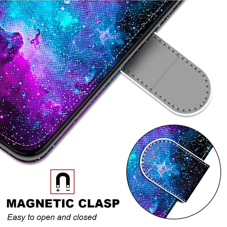 For Samsung Galaxy A53 5G Global Coloured Drawing Cross Texture Horizontal Flip PU Phone Leather Case with Holder & Card Slots & Wallet & Lanyard(Colorful Layer(Purple Green Starry Sky) - free shipping - PMC TechLife - Order now!