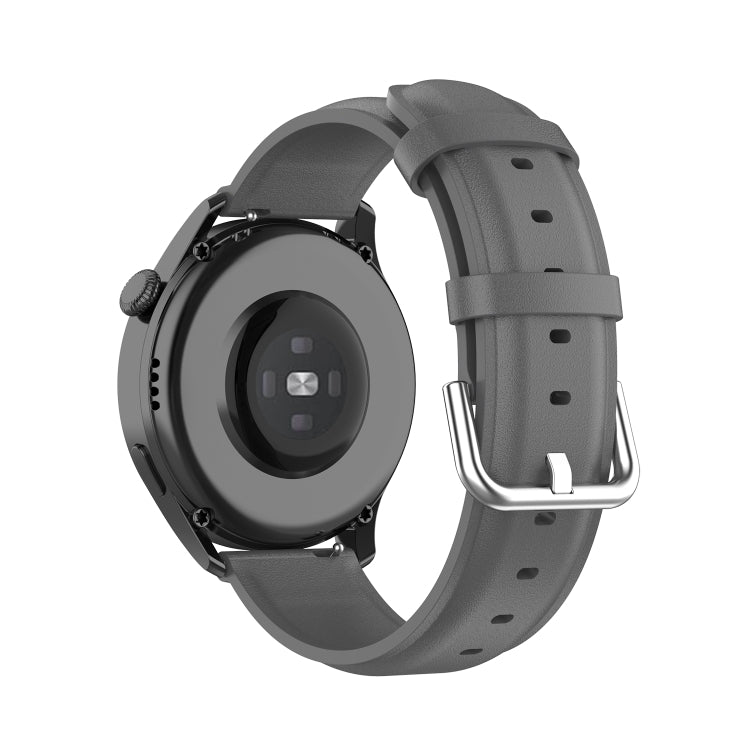 For Huawei Watch GT 3 46mm/GT Runner 22mm Round Tail Leather Watch Band(Grey) - Watch Bands by PMC TechLife | Online Shopping South Africa | PMC TechLife | Buy Now Pay Later Mobicred