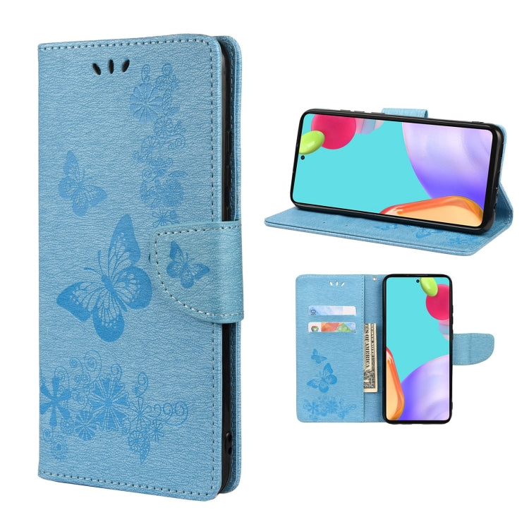 For Samsung Galaxy A33 5G Butterfly Embossed Horizontal Flip Leather Phone Case with Card Slot & Holder(Blue) - Galaxy Phone Cases by PMC TechLife | Online Shopping South Africa | PMC TechLife | Buy Now Pay Later Mobicred