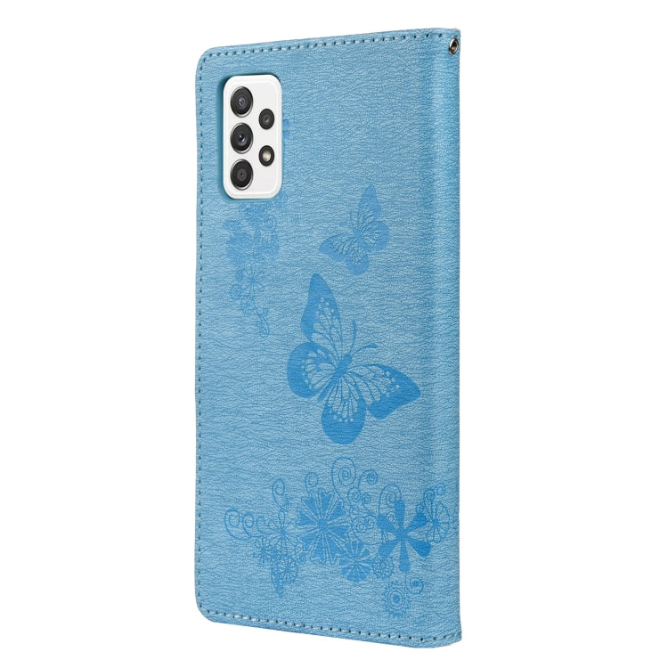 For Samsung Galaxy A33 5G Butterfly Embossed Horizontal Flip Leather Phone Case with Card Slot & Holder(Blue) - Galaxy Phone Cases by PMC TechLife | Online Shopping South Africa | PMC TechLife | Buy Now Pay Later Mobicred