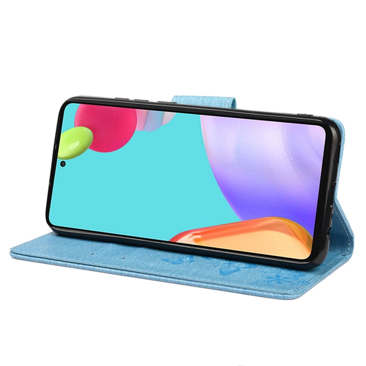 For Samsung Galaxy A33 5G Butterfly Embossed Horizontal Flip Leather Phone Case with Card Slot & Holder(Blue) - Galaxy Phone Cases by PMC TechLife | Online Shopping South Africa | PMC TechLife | Buy Now Pay Later Mobicred