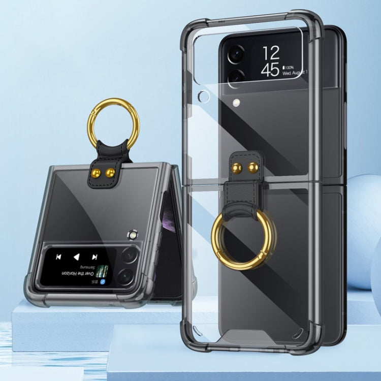 For Samsung Galaxy Z Flip3 5G GKK Shockproof Airbag Phone Case with Ring Holder(Transparent Black) - Galaxy Phone Cases by GKK | Online Shopping South Africa | PMC TechLife | Buy Now Pay Later Mobicred