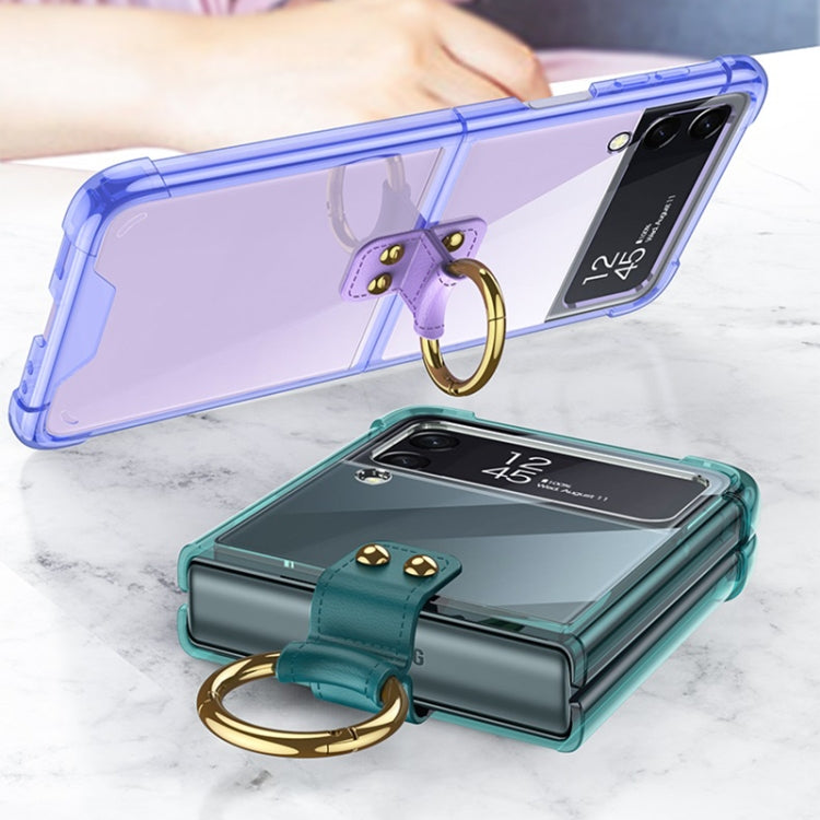 For Samsung Galaxy Z Flip3 5G GKK Shockproof Airbag Phone Case with Ring Holder(Transparent Black) - Galaxy Phone Cases by GKK | Online Shopping South Africa | PMC TechLife | Buy Now Pay Later Mobicred