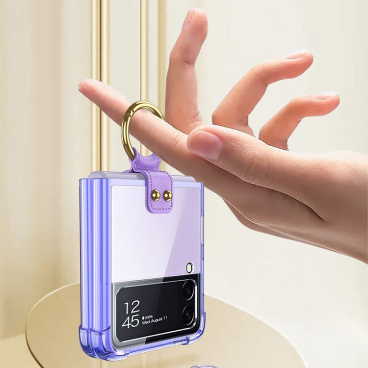 For Samsung Galaxy Z Flip3 5G GKK Shockproof Airbag Phone Case with Ring Holder(Transparent Black) - Galaxy Phone Cases by GKK | Online Shopping South Africa | PMC TechLife | Buy Now Pay Later Mobicred