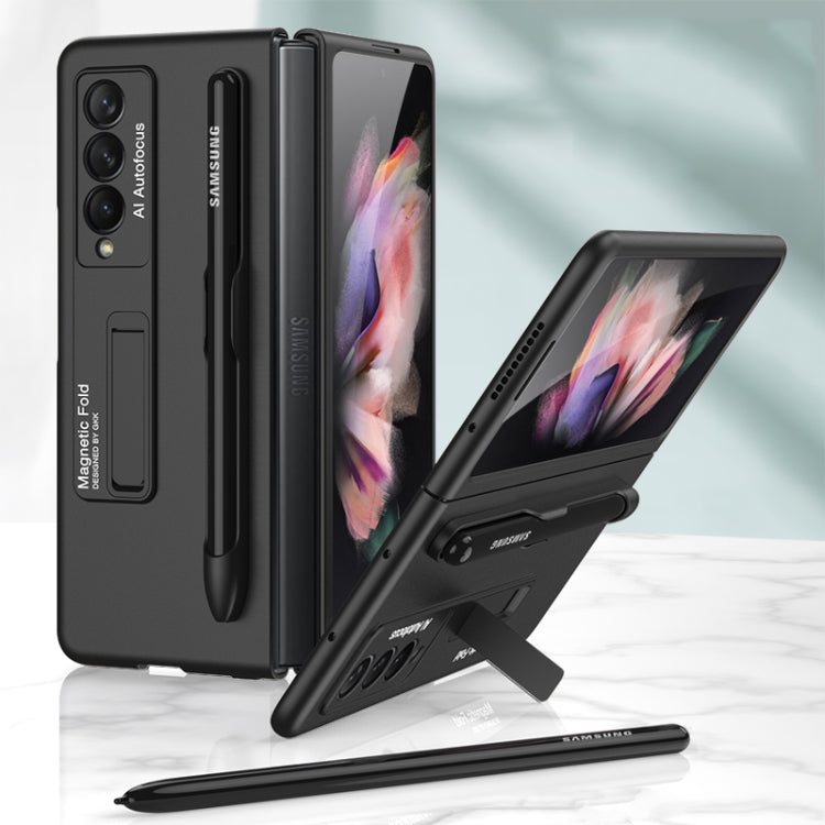 For Samsung Galaxy Z Fold3 5G GKK Ultra-thin PC Phone Flip Case with Holder & Pen Slot(Black) - Galaxy Phone Cases by GKK | Online Shopping South Africa | PMC TechLife | Buy Now Pay Later Mobicred