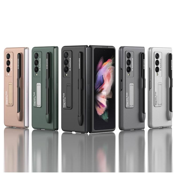For Samsung Galaxy Z Fold3 5G GKK Ultra-thin PC Phone Flip Case with Holder & Pen Slot(Gold) - Galaxy Phone Cases by GKK | Online Shopping South Africa | PMC TechLife | Buy Now Pay Later Mobicred