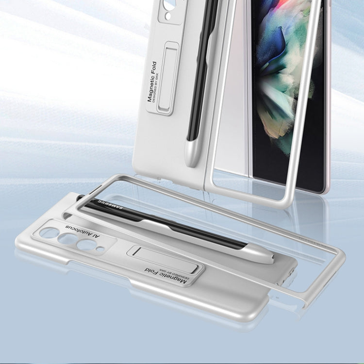 For Samsung Galaxy Z Fold3 5G GKK Ultra-thin PC Phone Flip Case with Holder & Pen Slot(Grey) - Galaxy Phone Cases by GKK | Online Shopping South Africa | PMC TechLife | Buy Now Pay Later Mobicred